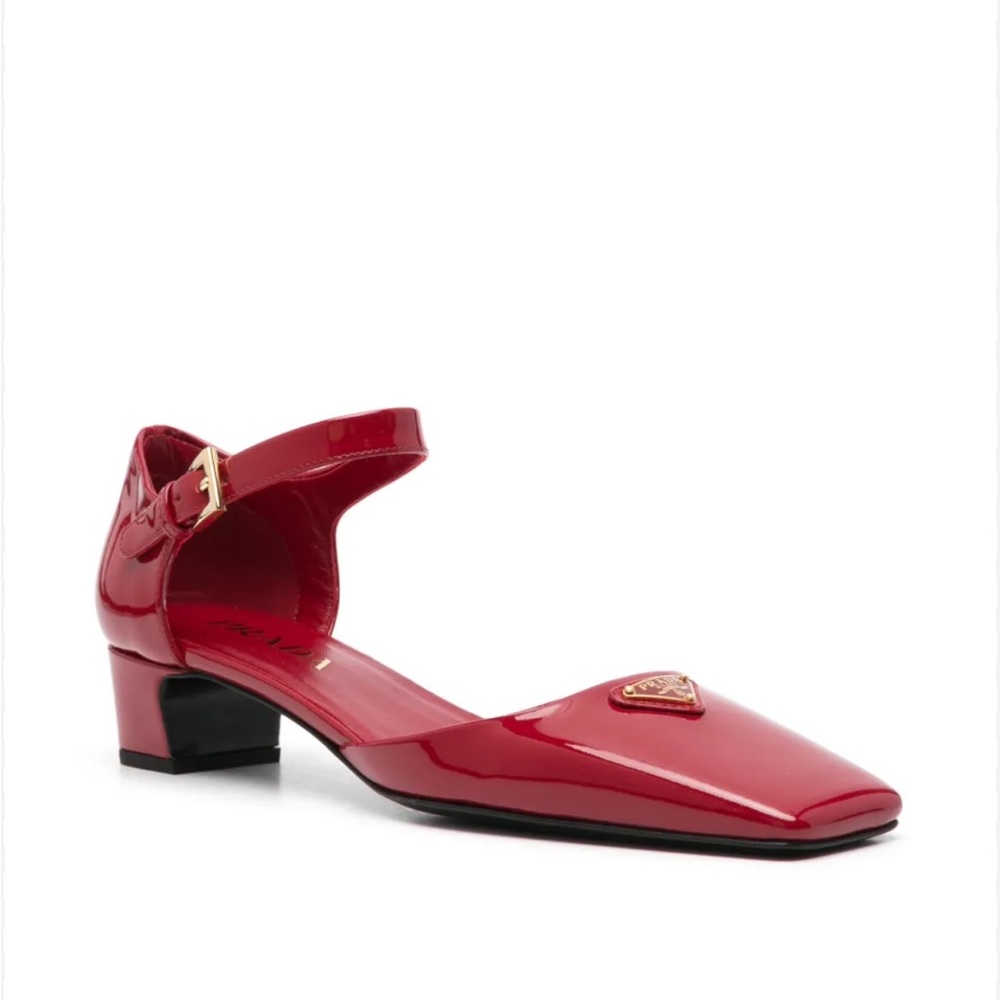 PRADA Red Modellerie D'Orsay Square ToeMary Jane Pumps Heels - size 39 - Picture 2 of 5